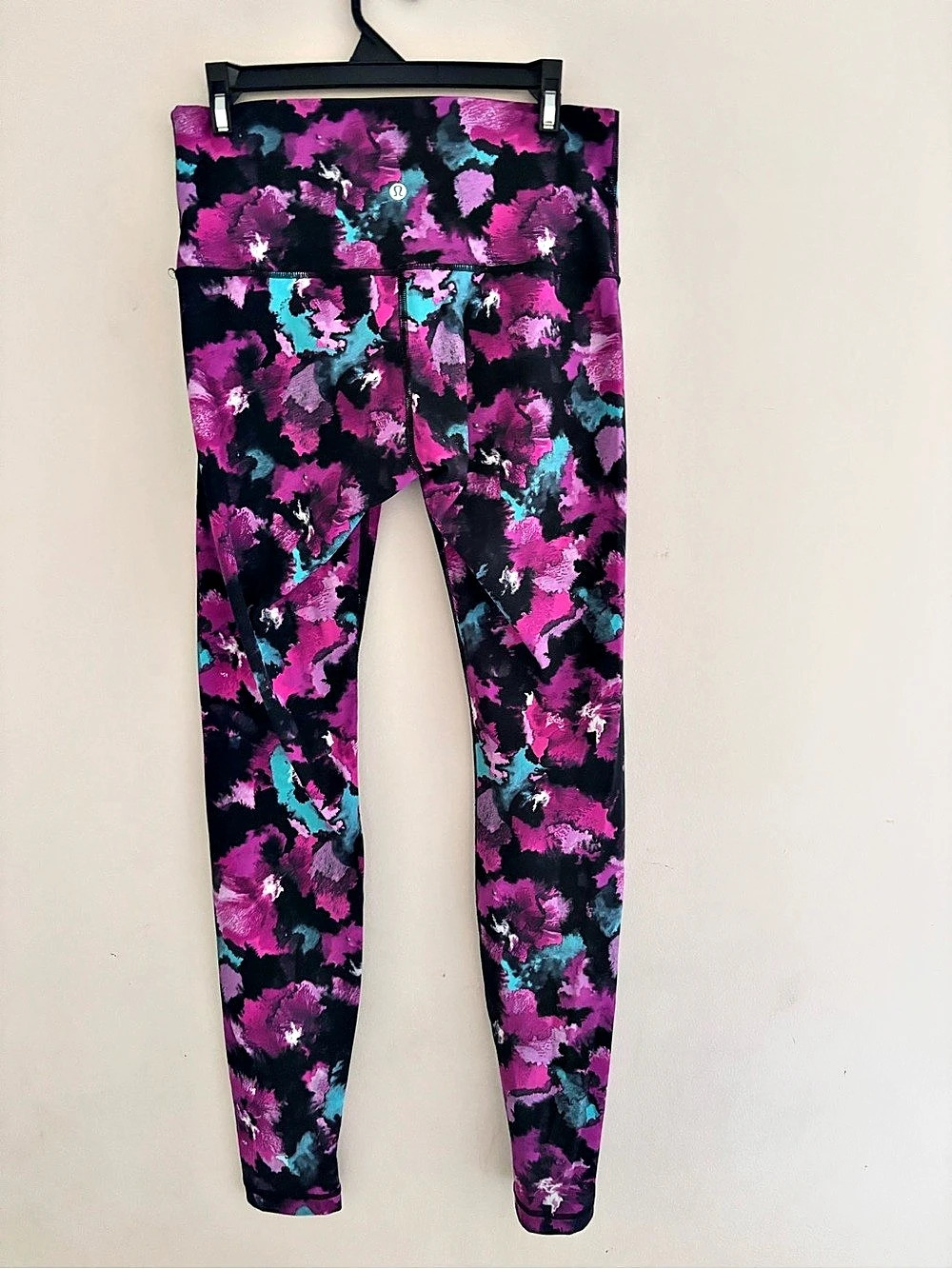 lululemon Abstract Floral Leggings Purple & Black Size 10